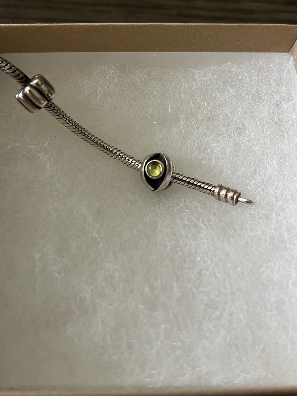 💚 Pandora Sterling Silver Charm with Peridot Green Stone 💚